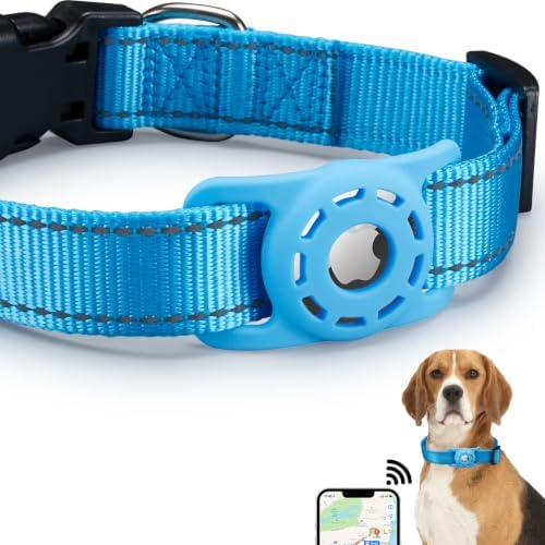 Reflective Dog Collar, Compatible with AirTag, Nylon Pet Cat Puppy Collar for Small, Medium, Large, and Extra Large Dogs by Animire