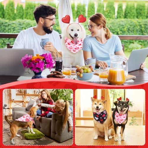 Vivifying 2 Pack Valentine's Day Dog Bandanas - Triangle Dog Scarf with Heart Design, Reversible for Festive Photo Props and Decor (Large, Valentine's Day) - Image 6