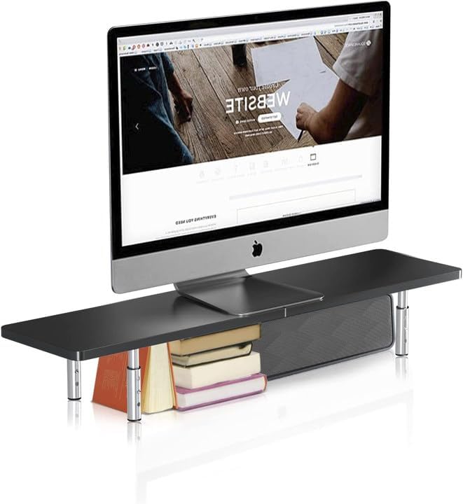 suptek Dual Monitor Stand Riser,Large Monitor Laptop Stand Riser 3 Adjustable Heights Computer Stand for Laptop, Printer, Notebook(MST016L) - Image 7