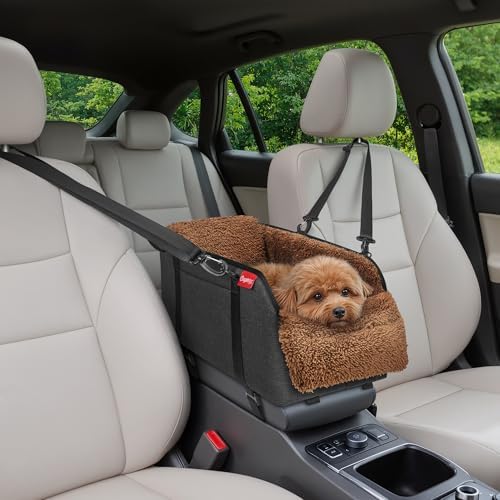 BurgeonNest Center Console Dog Car Seat for Small Pets to 11lbs, Brown by Lifelongfriendsbelovedfamily