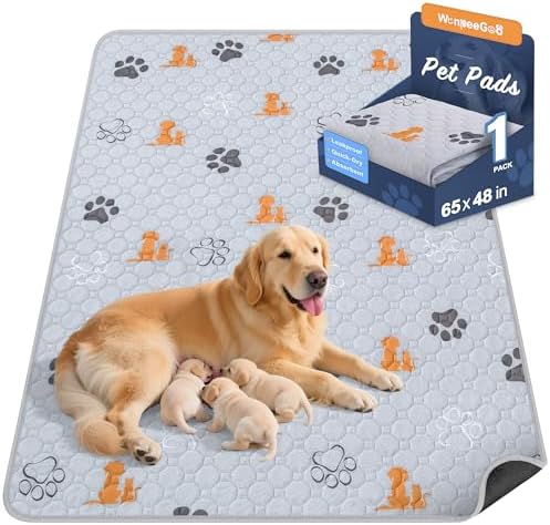 WanpeeGoo Washable Pee Pads for Dogs, Waterproof, 65 x 48 in, 1 Pack, Orng by WanpeeGoo