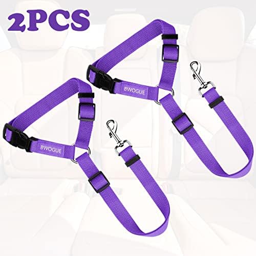 BWOGUE 2 Pack Dog Seat Belt for Car, Headrest Restraint Strap, Purple - Image 2