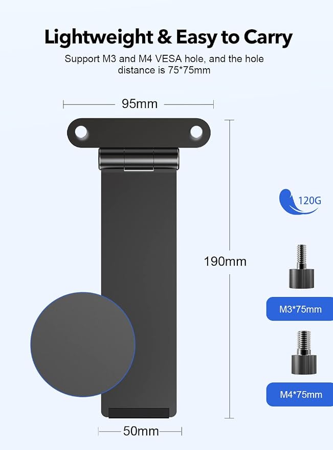 UPERFECT Portable VESA Monitor Stand with Hand Screw, 7 to 18.5 inch Freestanding VESA Monitor Desk Mount with Swivel/Tilt/Rotation, Fits Screen with M3/M4*75MM - Image 6