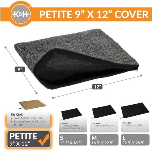 K&H Pet Products Small Animal Outdoor Heated Pad Replacement Cover, Zipper Closure, Soft & Breathable, Machine Washable, Fits K&H Small Animal Heated Pad (Sold Separately) - 12 X 9in Gray Fleece - Image 2