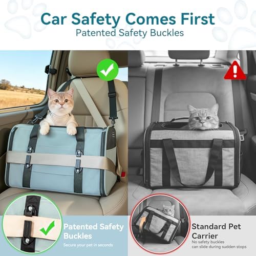 PETSFIT Large Cat Carrier with Patented Safety Buckles,Big Cats Up to 20 lb - Image 2