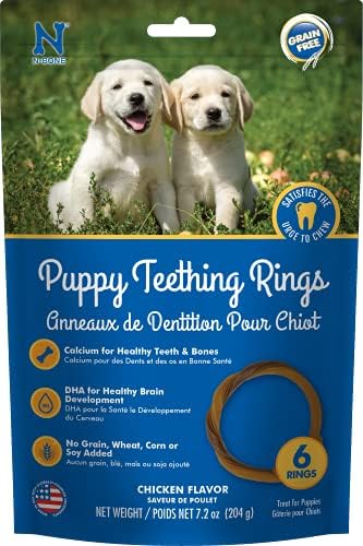 N-Bone Grain-Free Puppy Teething Rings, Chicken Flavor, Natural Puppy Teething Chews, Helps Soothe Teething Gums, Calcium Enriched, 6 Rings by N-Bone