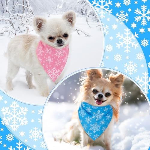 Weewooday 50 Pcs Winter Bandanas Bulk for Dogs Snowflake Cats Bandanas Charm Soft Triangle Bibs Adjustable Scarf for Small Medium Large Pets Winter Costume(19.7 x 13.8 x 13.8 Inch) - Image 2
