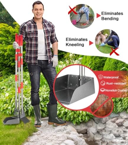 FUSBUNTY Long Handle Dog Pooper Scooper, Heavy Duty Stainless Steel Rake - Image 3