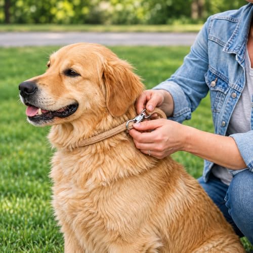 Resco Nylon Dominant Dog Collar for Training and Handling, 12", Fawn - Image 4