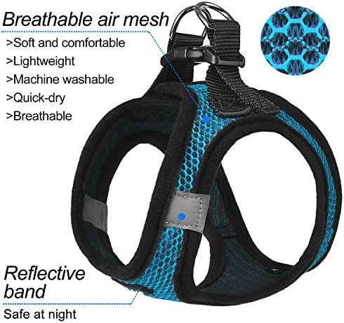 Dog Harness Step-in Breathable Puppy Cat Vest, Large, Blue - Image 2