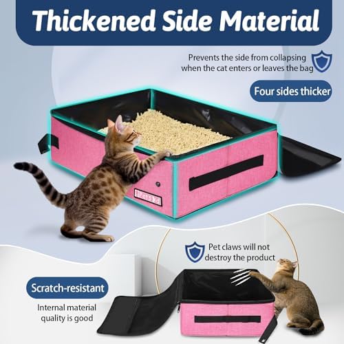 Petskd Portable Cat Travel Litter Box with Lid, Pink - Image 4