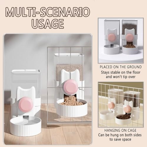 kathson Rabbit Feeder,Bunny Water Bottle Dispenser,Pet Cage Food Bowl,Pink - Image 5