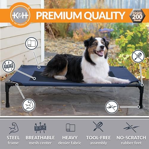 K&H Outdoor Elevated Dog Bed for Medium & Large Pets, Blue, Large 42x30in - Image 2
