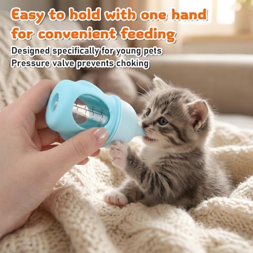 Kitten Bottle for Nursing, Miracle Nipple for Kittens Puppy Kitten Milk Replacement, Silicone Kitten Feeding Bottle for Pregnant Cat Essentials (Blue) - Image 4