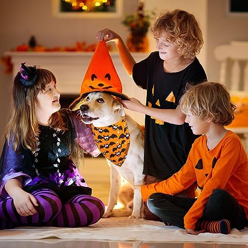 ADOGGYGO Halloween Bandanas for Dogs, Cute Bat Pumpkin Dog Scarf, Large - Image 2