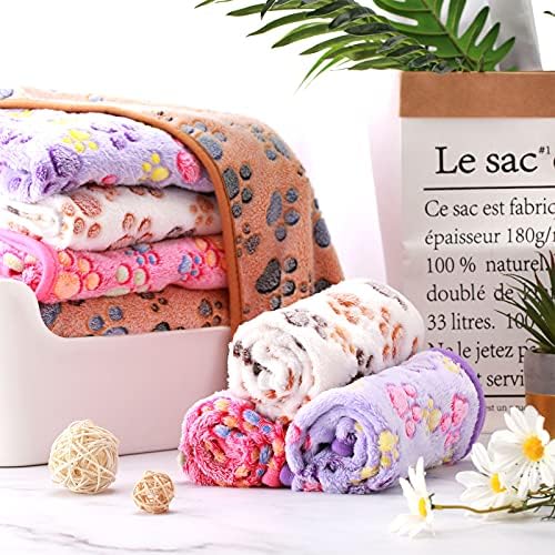 Tatuo 4 Pcs Fleece Dog Blankets for Puppy Cat, Mixed, 30 x 20.5 in, Paw - Image 2