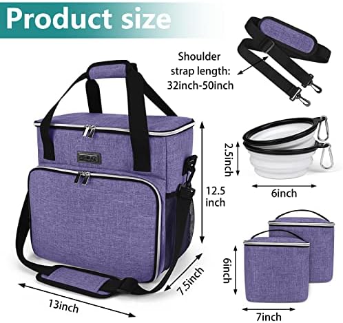 BAGLHER Dog Travel Bag, Pet Travel Bag (ALL Pet Travel Supplies), With 2 Pet Food Containers and 2 Collapsible Silicone Bowls; Essential Kits for Pet Travel Purple - Image 3