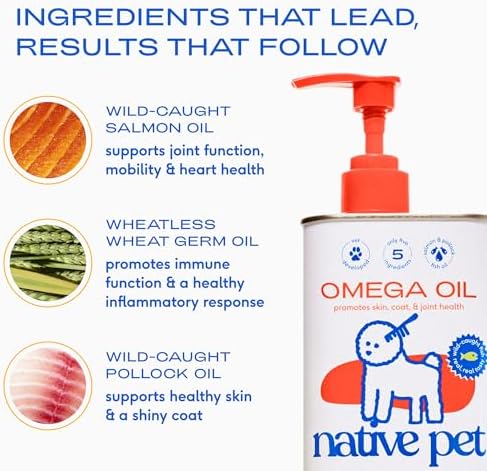 Native Pet Omega 3 Fish Oil for Dogs & Cats – Wild Alaskan Salmon Oil for Dogs Skin and Coat, Supports Joints, Heart & Shedding – Fast-Absorbing Omega 3 6 9 Liquid Supplement – 32oz - Image 6