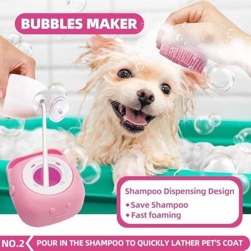 Bath Grooming Kit for Pets - Hair Brush Set with Towel, Washing Gloves, and Shampoo Scrubber Brush for Dogs and Cats (Pink) - Image 3