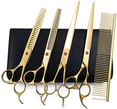 Professional Dog Grooming Scissors Set, 7 Inch/8 Inch Pet Grooming Scissors Chunkers Shears for Dog, Curved Dog Grooming Scissors, Thinning Shears for Dog with Grooming Comb - Image 2