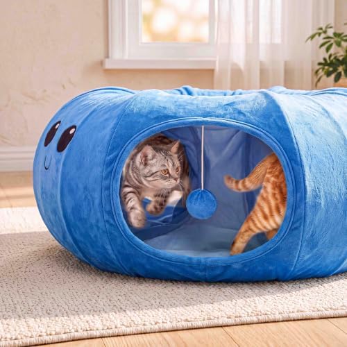 Cat Tunnel Bed with 20 Cat Toys, Kitten Toys for Indoor Kittens,Blue - Image 2