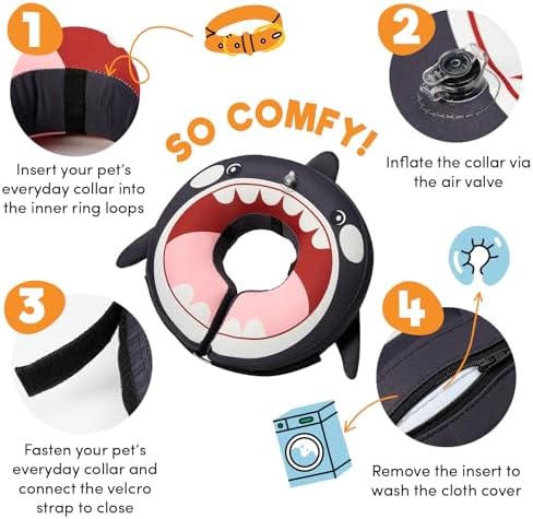 BENCMATE Inflatable Dog Cone Collar Alternative After Surgery XLarge,Orca - Image 2