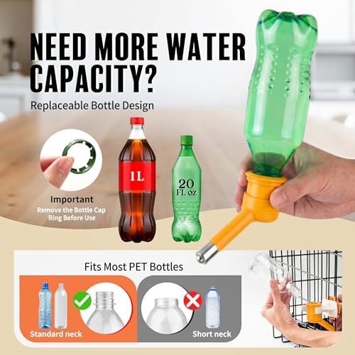 Choco Nose Patented No-Drip Dog Water Bottle/Feeder for Dogs/Cats and Other Small-Medium Sized Animals - for Cages, Crates or Wall Mount. 10.2 Oz. Mess Free Leak-Proof Nozzle 16mm, Orange (C590) - Image 5