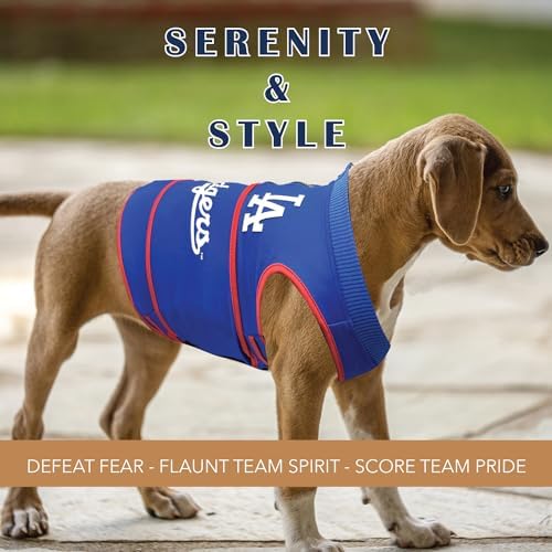 MLB Los Angeles Dodgers Dog Anxiety Shirt Calming Soothing Vest for Dogs Cats with Anxiety, Fears, Fireworks, Loud Noises, Dark, Lonely Keeps Dogs Calm & Feeling Safe, Relaxing Jacket X-Small - Image 4