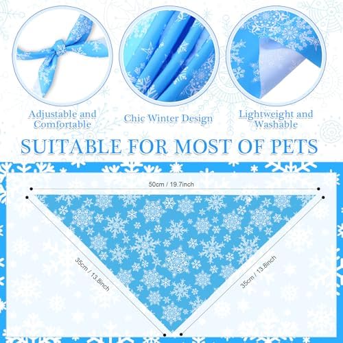Weewooday 50 Pcs Winter Bandanas Bulk for Dogs Snowflake Cats Bandanas Charm Soft Triangle Bibs Adjustable Scarf for Small Medium Large Pets Winter Costume(19.7 x 13.8 x 13.8 Inch) - Image 3
