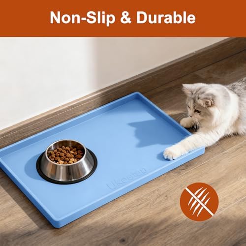 19" x 12" Extra Thick Silicone Mat Waterproof with Raised Edge, Blue - Image 5