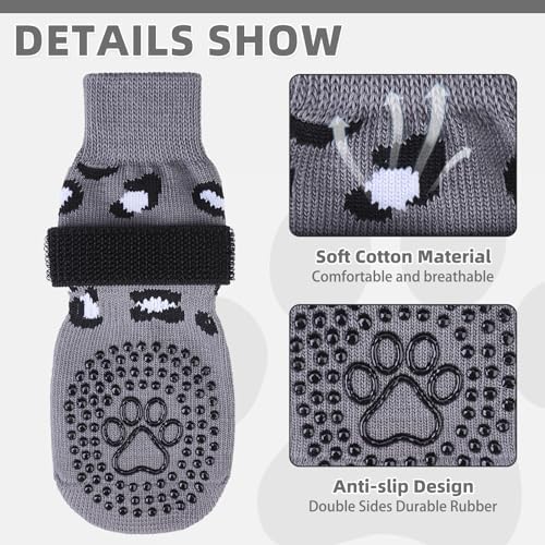 KOOLTAIL Dog Socks for Hot/Cold Pavement to Prevent Licking Paws,Dog Boots&Paw Protector for Hardwood Floors Anti Slip,Traction Control No Twist Grip Booties for Small Medium Large Senior Dogs L - Image 3