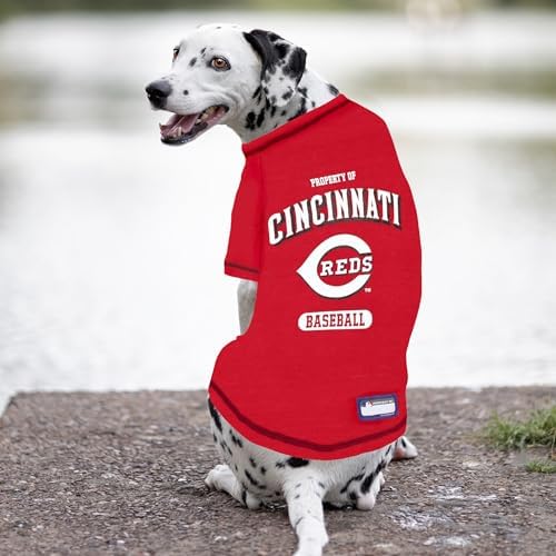 MLB Cincinnati Reds Dog T-Shirt, Medium. - Licensed Shirt for Pets Team Colored with Team Logos. - Premium Stretchable Materials for The Comfort of Your Dog & cat. - Image 2