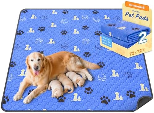 WanpeeGoo Washable Pee Pads for Dogs, Waterproof, 72 x 72 in, 1 Pack, Blue by WanpeeGoo