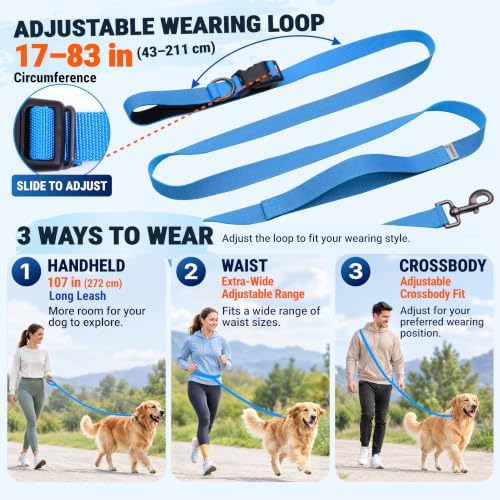 Hands Free Dog Leash,Galaxy Reflective,Crossbody Dog Leash,Blue - Image 3