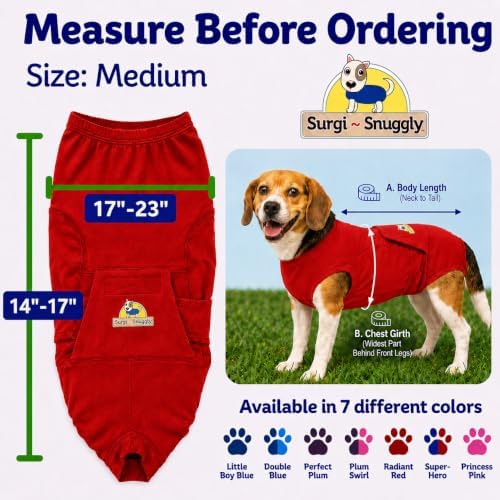 Surgi Snuggly Dog Surgery Recovery Suit, Cone Alternative, Spay/Neuter M - Image 6