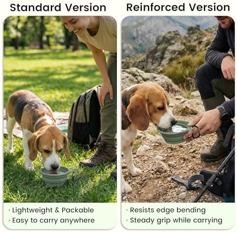 OHMO Small Collapsible Dog Bowls, Steel Rim, 12oz, 2pcs, Coral&Sage Green - Image 4