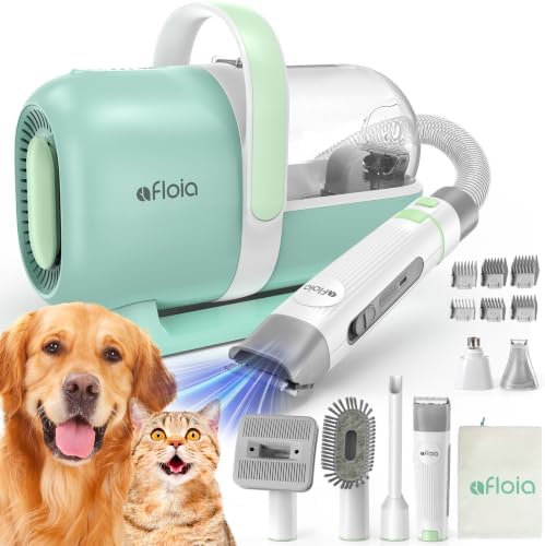 Afloia 6-in-1 Dog Grooming Vacuum Kit, Pet Clipper & Nail Grinder, Green by Afloia