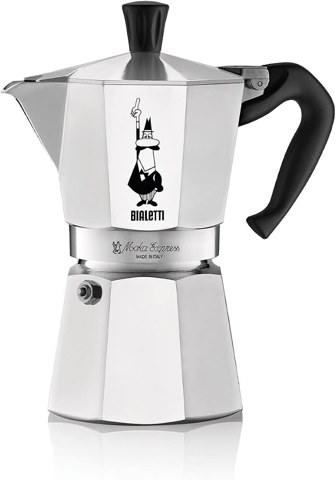 Bialetti - Moka Espress: Iconic Stovetop Espresso Maker, Makes Real Italian Coffee, Moka Pot 6 Cups (6 Oz), Aluminium, Silver by Bialetti