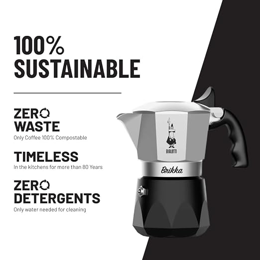 Bialetti Brikka Moka Pot Stovetop Espresso Maker – Crema-Rich Italian Coffee Maker, 2 Espresso Shots (3.4 oz / 100 mL), Black - Image 4