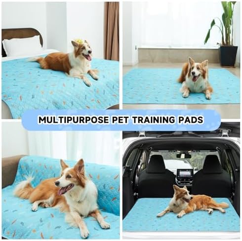 Sunheir Washable Pee Pads for Dogs Large 48" x 48" 2-Pack Reusable Puppy Pads Pet Training Pads, Absorb Dog Mats, Whelping Pad, Non-Slip Protects Against Urine Leakage (Leaves - Sky Blue, 48x48) - Image 5