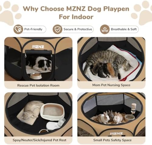 Dog Cat Playpen Indoor Outdoor, Small Animal Crate, Large, Yellow - Image 3