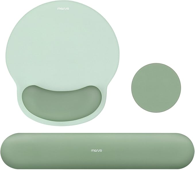 MOSISO Wrist Rest Support for Mouse Pad&Keyboard Set, Antique Green | Circle Curved Ergonomic Mousepad Non-Slip Base Home/Office Pain Relief&Easy Typing Pad with Soft Cloth&Silicone Lining by MOSISO
