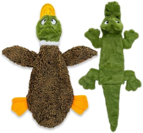 Best Pet Supplies 2-in-1 Stuffless Squeaky Dog Toy - Duck&Alligator, Small by BestPetSuppliesLLC
