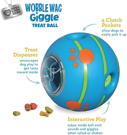 Wobble Wag Giggle Treat Ball- Interactive Dog Toy & Treat Dispenser, Fun Giggle Sounds When Rolled or Shaken, Great for Dogs! Pets Know Best - Image 2