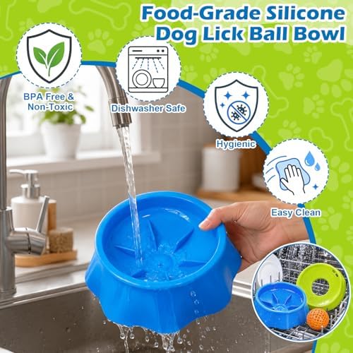 2in1 Dog Lick Bowl with Rolling Ball,Slow Feeder for Dogs & Cats - Image 6