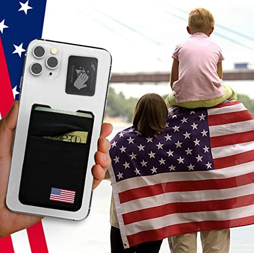 Double Pocket Adhesive Card Holder - Cell Phone Pouch - Stick on Spandex Pocket by Gecko - Carry Credit Cards and Cash - Phone Wallet – (USA FLAG) - Image 2