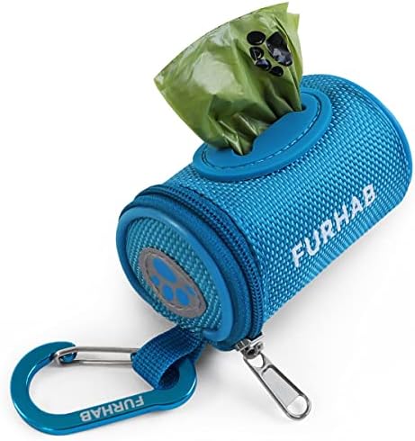 FURHAB Dog Poop Bag Holder for Leash with Carabiner Clip Soft Fabric by FURHAB