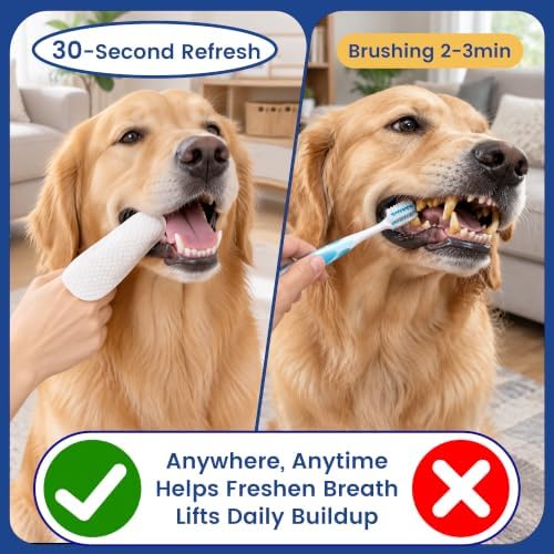Dog Teeth Cleaning Wipes, Finger Toothbrush Brushing kit Wipes - Image 3