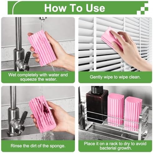 Jeymei Damp Clean Duster Sponge,4Pcs Pink Dust Sponge for Cleaning - Image 3