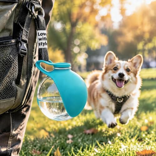 Generic 2-in-1 Blue Dog Water Bottle 10oz Travel Bowl Feeder - Image 5